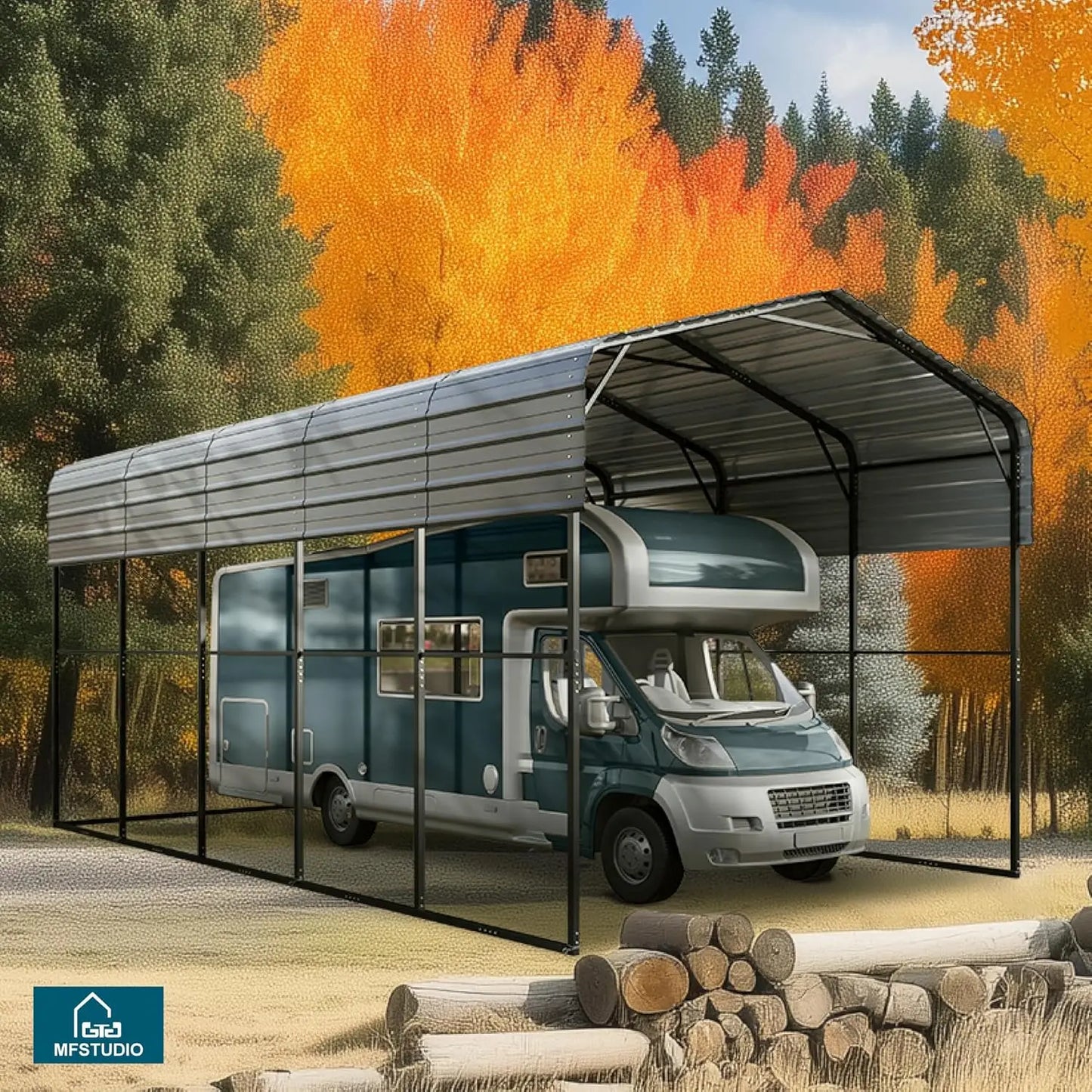 Heavy Duty Metal Carport Shelter For RVs And Vehicles