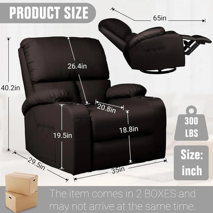 Rocking Recliner Chair With Massage And Heat 360 Swivel