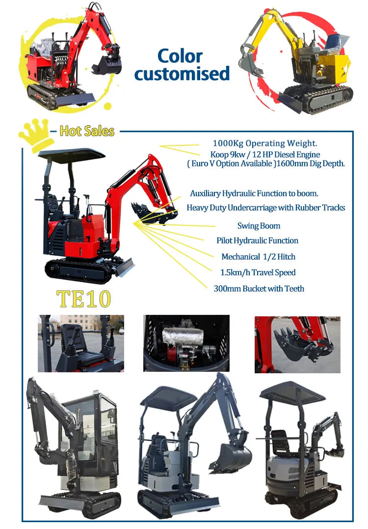 Mini Excavator 3.5 Ton EPA Farm Used New Crawler Digger Kubota Engine Small Excavators 1-3 Ton Machine Prices
