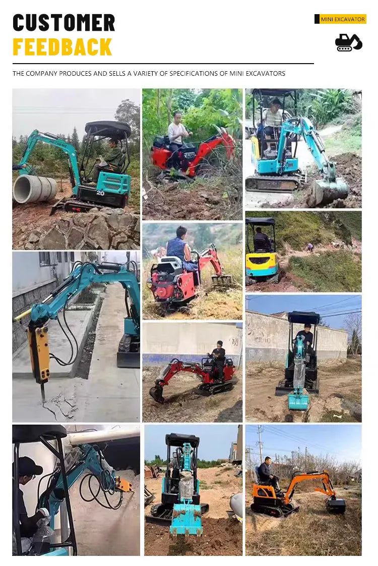 Mini Excavator Prices CE Euro Diesel Engine Bagger 1.8 ton 1.5 t 2 ton Multifunctional Mini Excavator