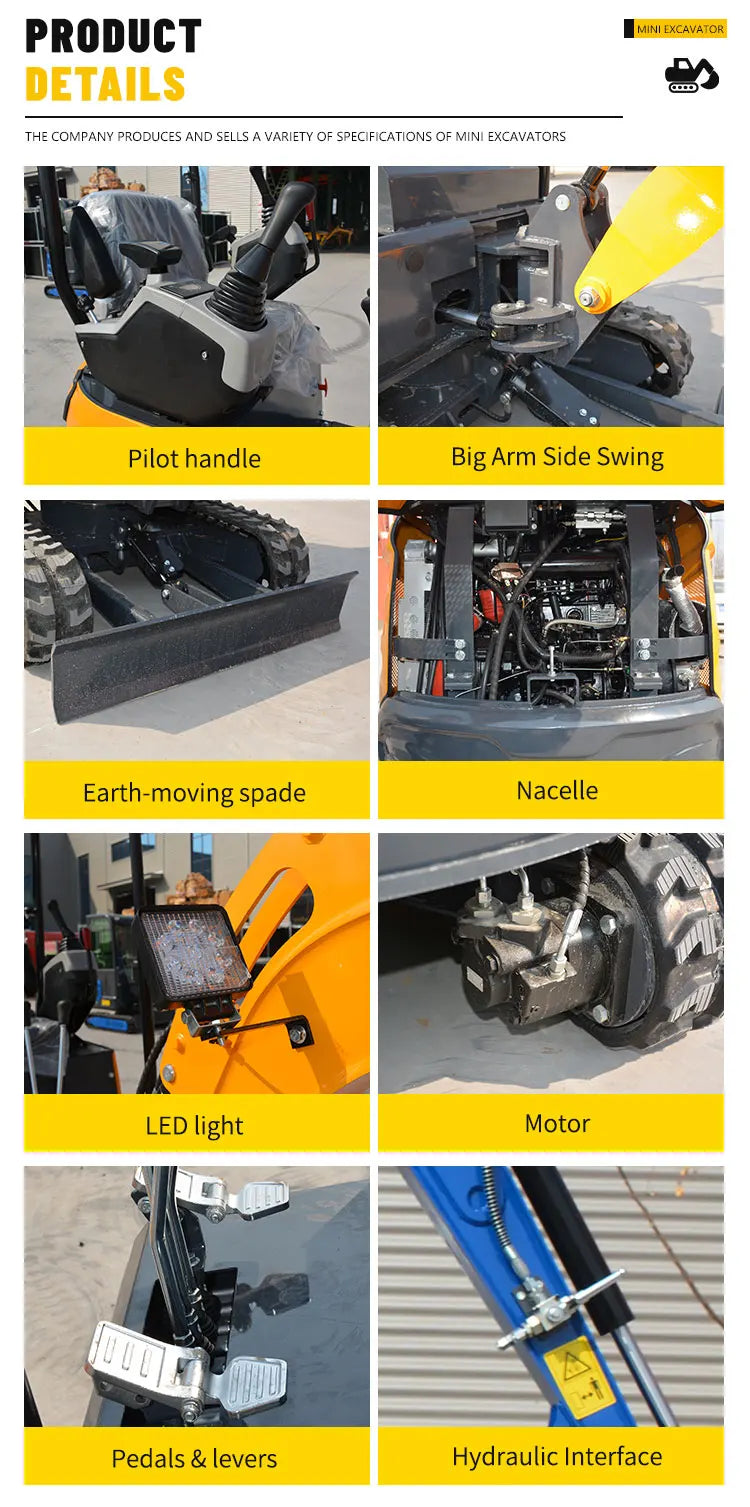 Mini Excavator Prices CE Euro Diesel Engine Bagger 1.8 ton 1.5 t 2 ton Multifunctional Mini Excavator