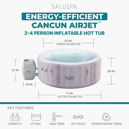 SaluSpa Cancun Inflatable Hot Tub Round With 120 Air Jets
