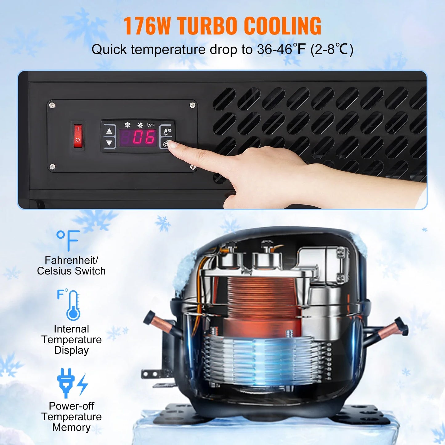 SucceBuy Refrigerated Display Case Countertop Pastry Showcase With Turbo Cooling