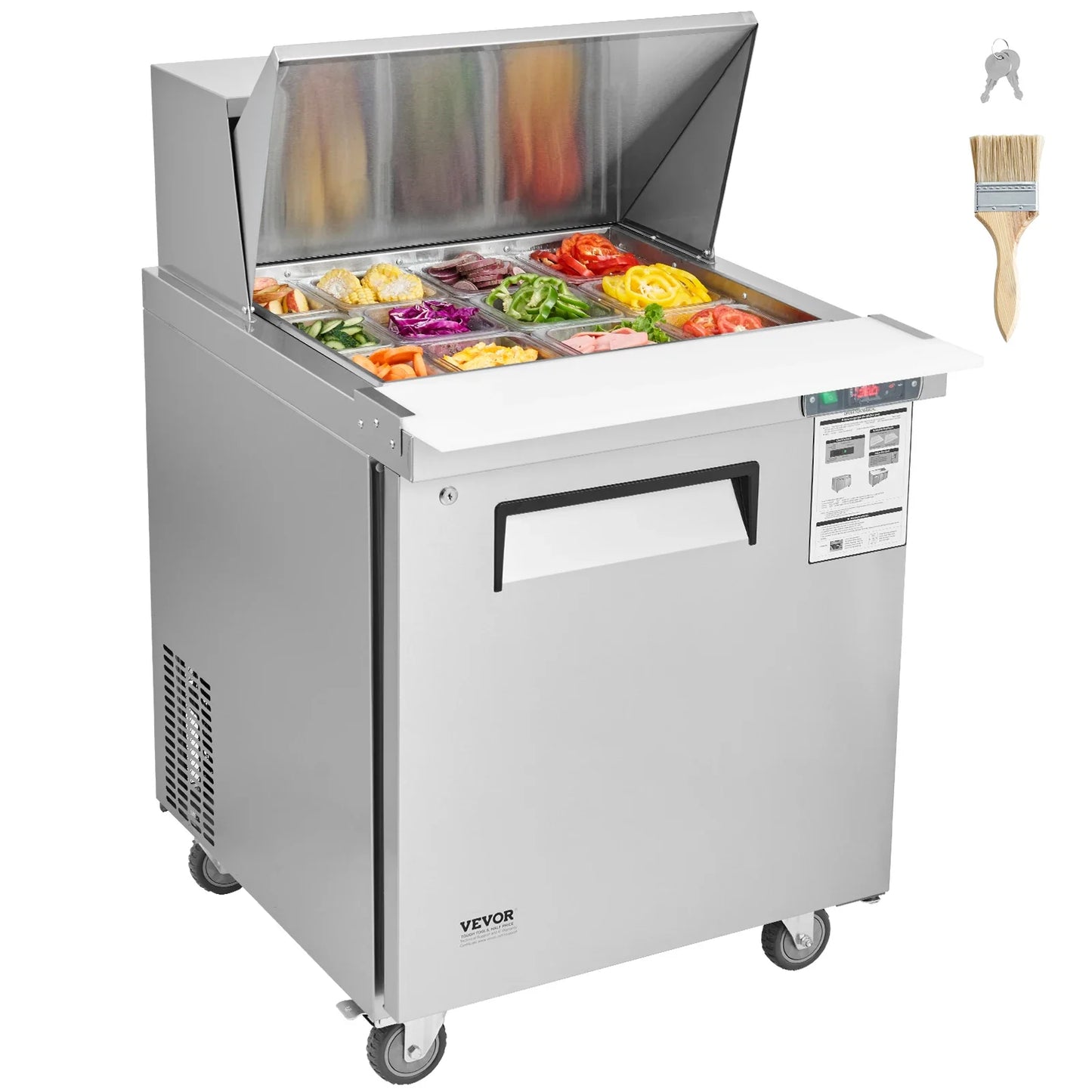 SucceBuy Stainless Steel Commercial Refrigerator Sandwich And Salad Prep Table