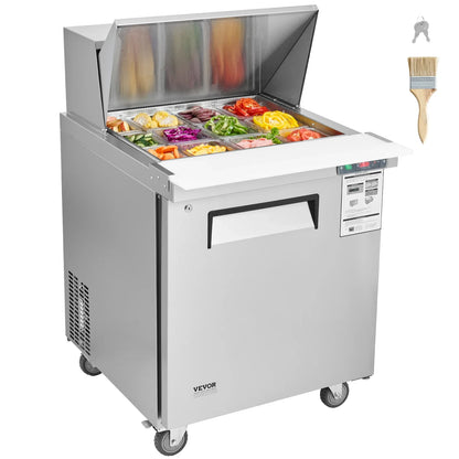 SucceBuy Stainless Steel Commercial Refrigerator Sandwich And Salad Prep Table