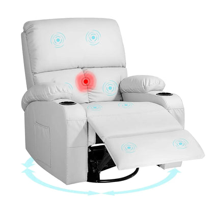 Rocking Recliner Chair With Massage And Heat 360 Swivel