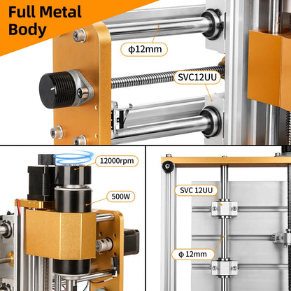 CNC Router Machine 3018Pro Max 500W, GRBL Offline ControlAll Aluminum Frame CNC Milling Machine for Wood Metal Carving Cutting
