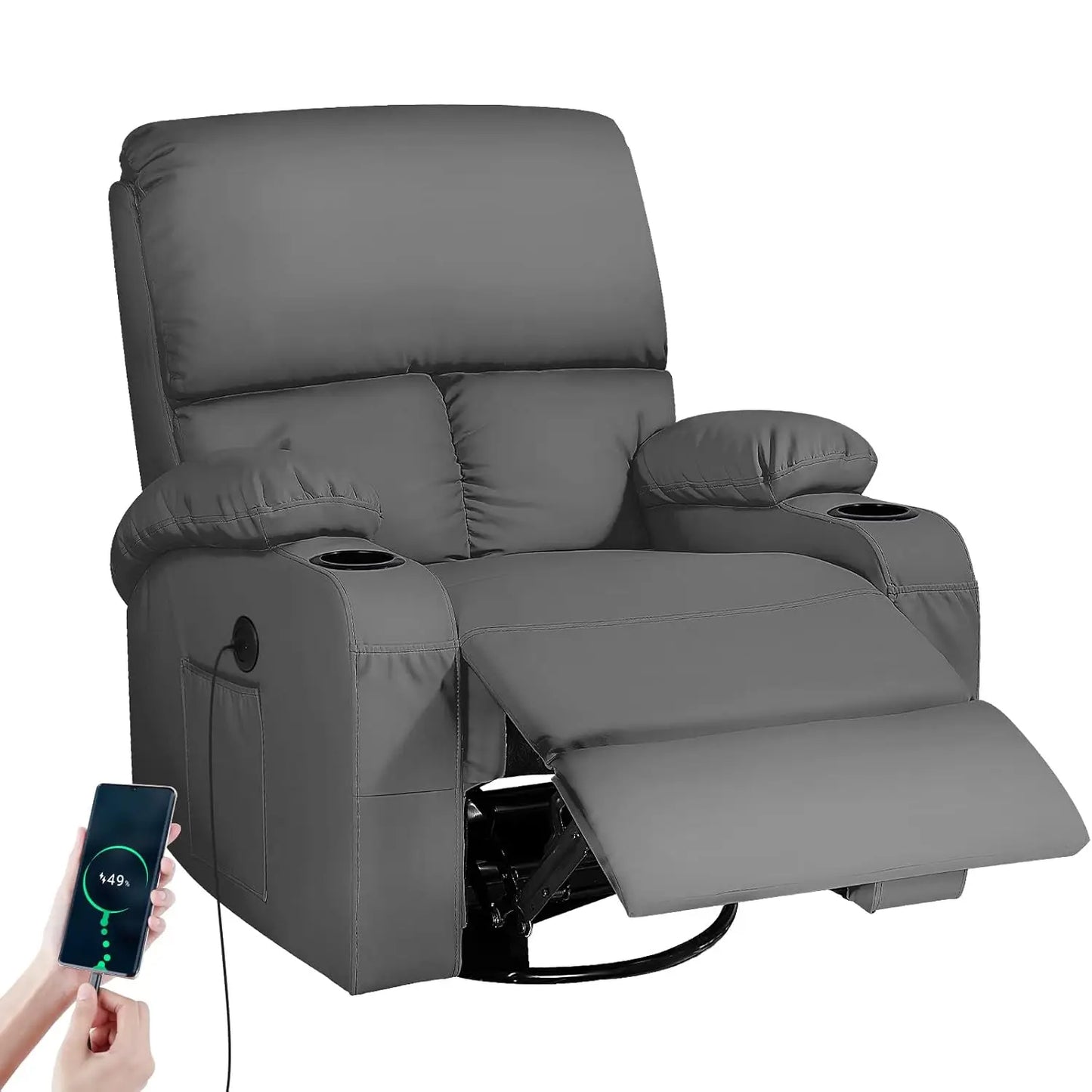 Rocking Recliner Chair With Massage And Heat 360 Swivel