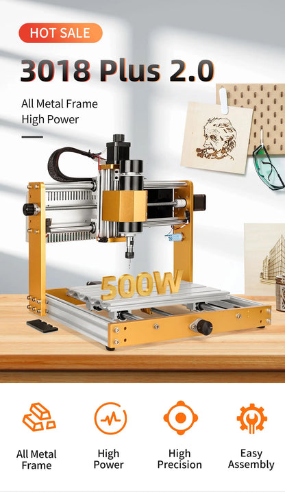 CNC Router Machine 3018Pro Max 500W, GRBL Offline ControlAll Aluminum Frame CNC Milling Machine for Wood Metal Carving Cutting