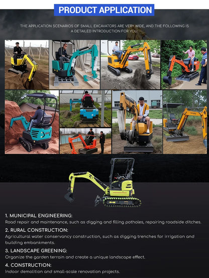 Hot sale 1.8 Ton Mini Excavator Minibagger Kubota Engine Digger Excavator Mini Pelle Chinese Cheap Small Excavator Machine