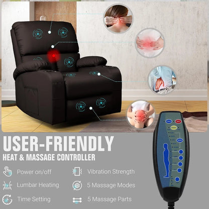Rocking Recliner Chair With Massage And Heat 360 Swivel