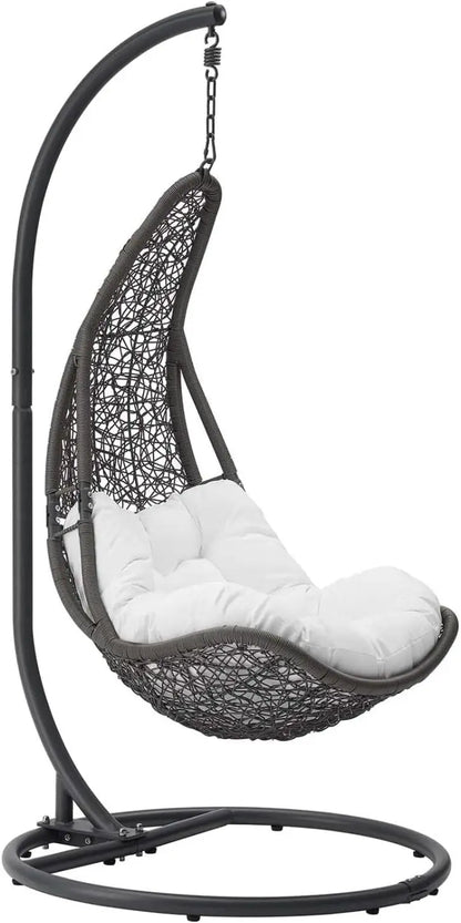 Modway Abate Outdoor Wicker Rattan Swing Chair Set with Stand