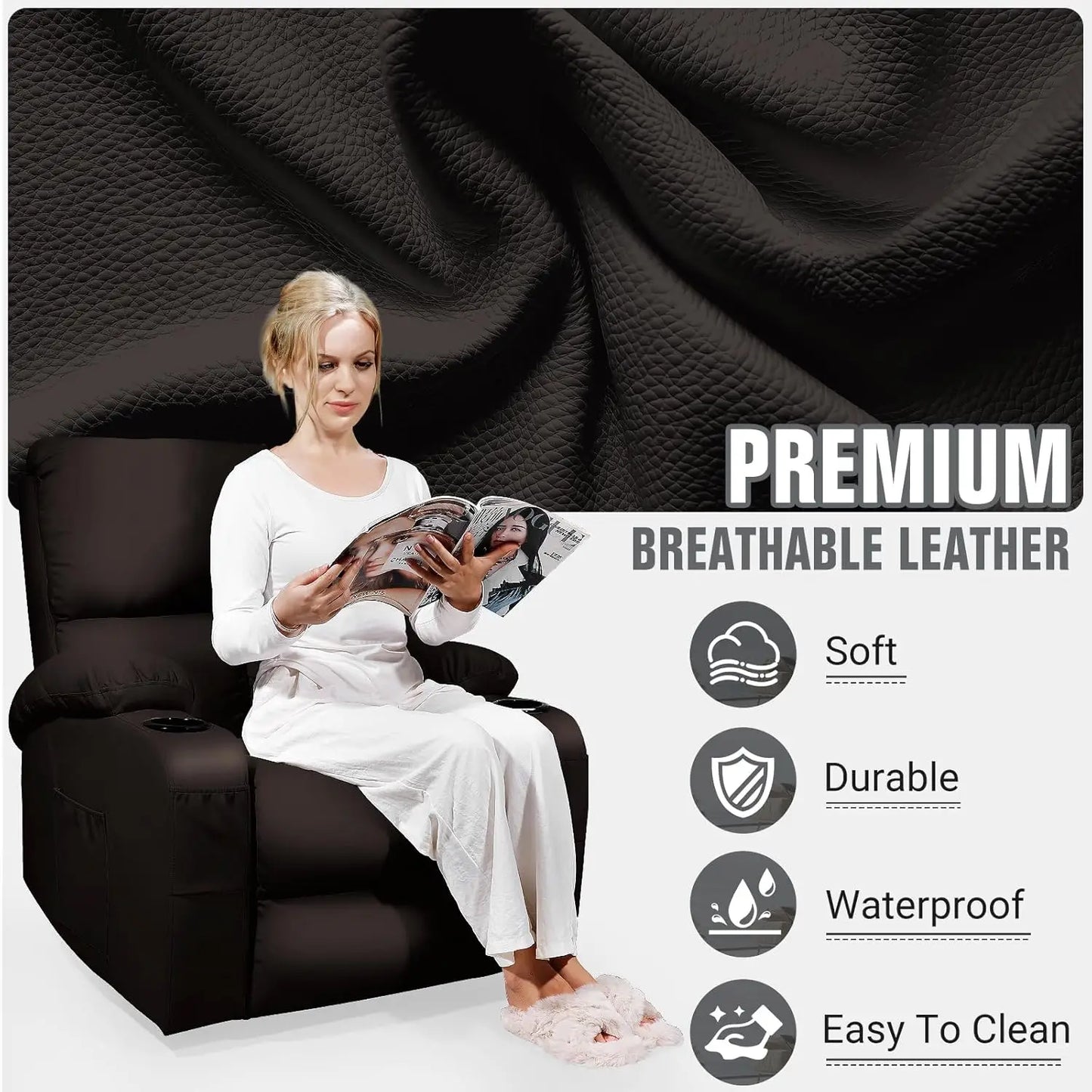 Rocking Recliner Chair With Massage And Heat 360 Swivel