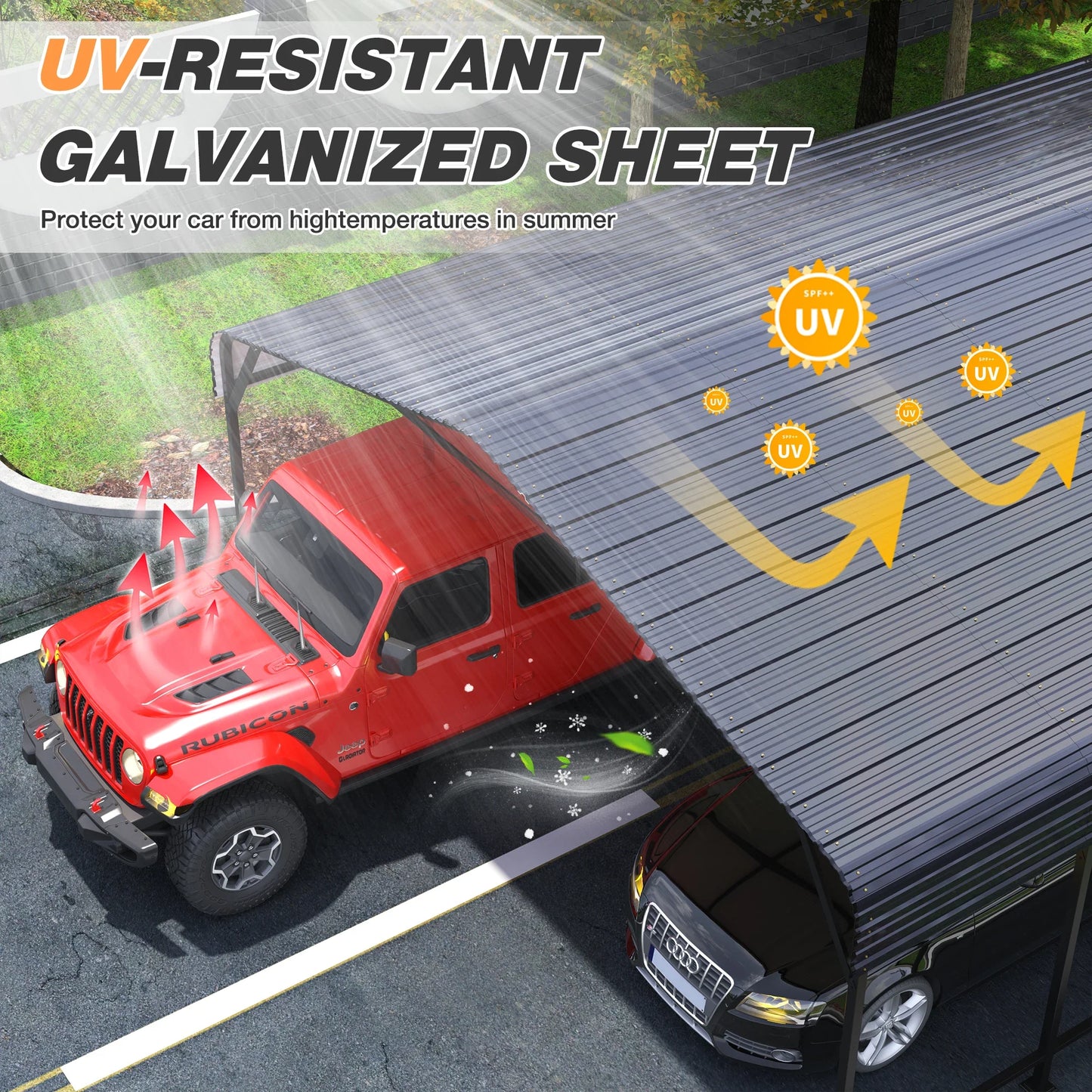 VIWAT Heavy Duty Metal Carport Shelter for Outdoor Use