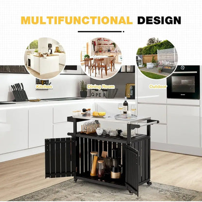Rolling Kitchen Island With Stainless Steel Top And Storage