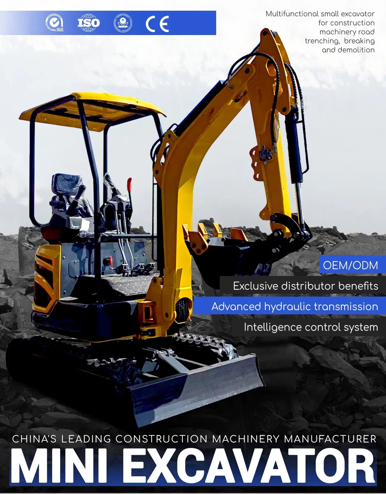 Hot sale 1.8 Ton Mini Excavator Minibagger Kubota Engine Digger Excavator Mini Pelle Chinese Cheap Small Excavator Machine