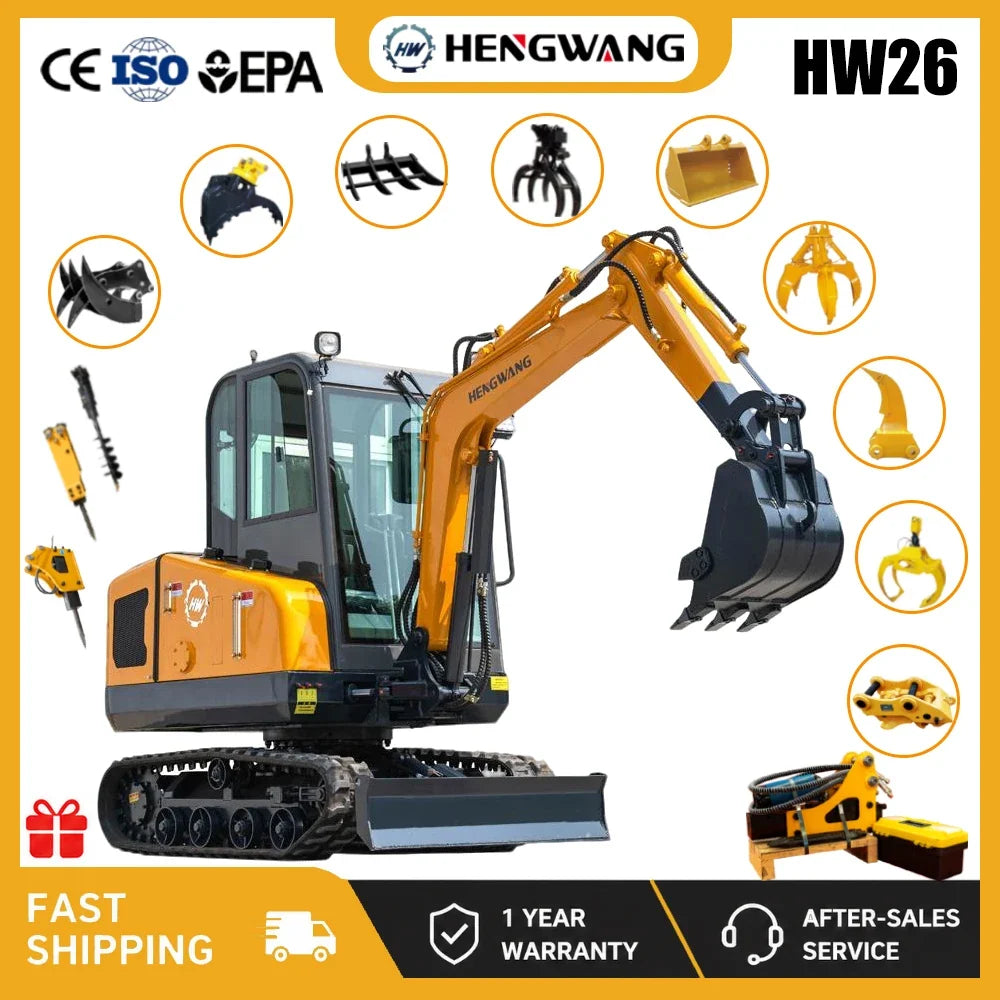 2.5 Ton Mini Excavator Diesel Hydraulic Excavators Tractor 2.5t Mini Bagger Small Excavator Digger Multifunctional Machinery
