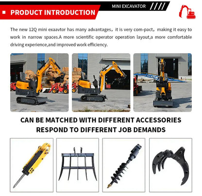 Mini Excavator 1.2 Ton New Crawler Excavator With Attachment Mini Digger Multifunctional Mini Small Excavator 1 Ton 1200kg
