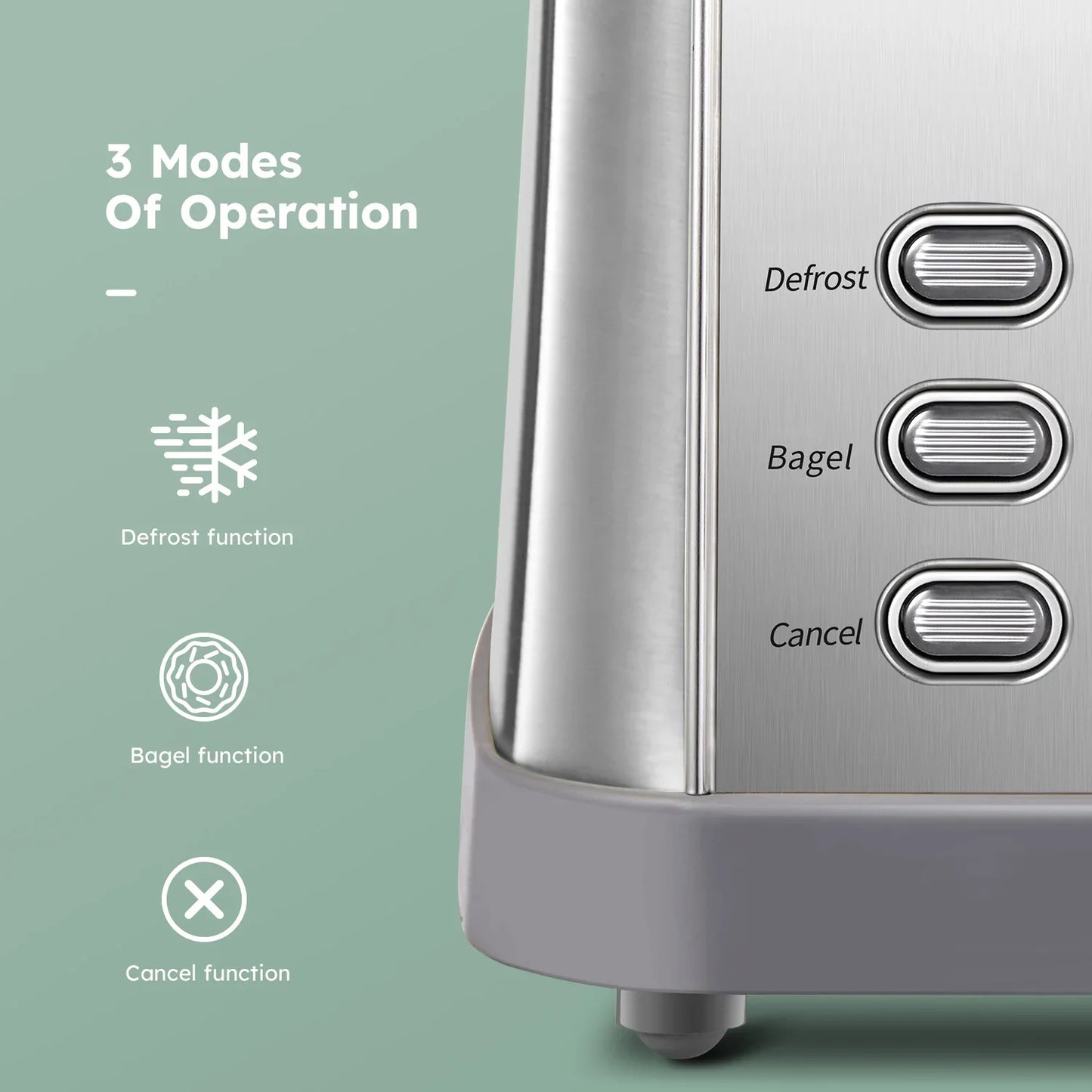 4-Slice Stainless Steel Toaster With Wide Slots Removable Crumb Tray