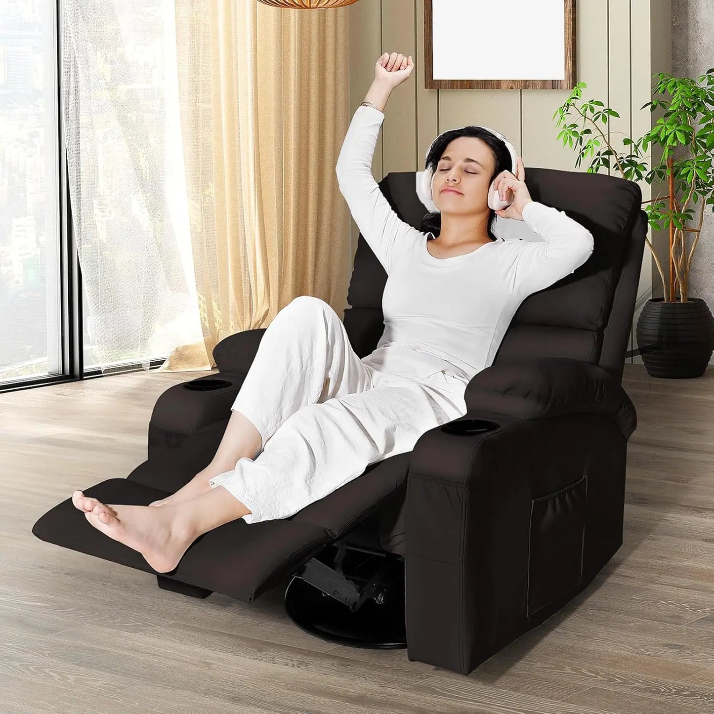 Rocking Recliner Chair With Massage And Heat 360 Swivel