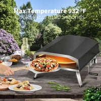 Propane Pizza Oven Built for Outdoor Cooking, 16 Inch Stone, Rotating Base, 19,100 BTU Burner