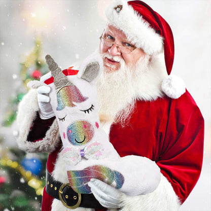 Large Unicorn Christmas Stocking Gift Bag Decor