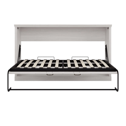 Twin Size Horizontal Murphy Bed in Rustic White