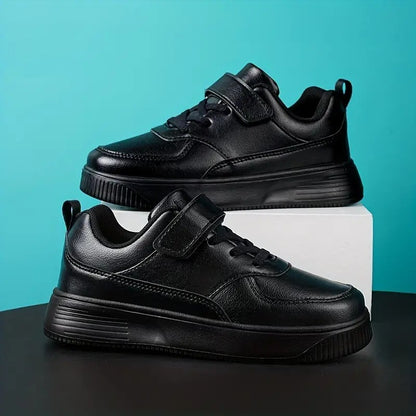 Children's Velcro White & Black Waterproof School Shoes