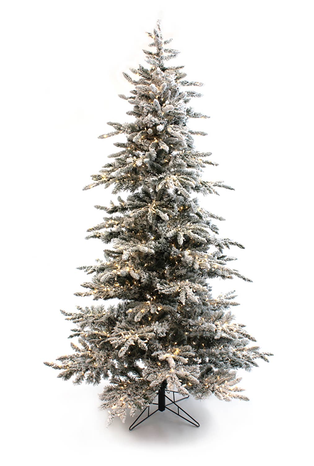 9ft Pre-lit Slim Flocked Christmas Tree w/Clear 800 LED, Dia 61"
