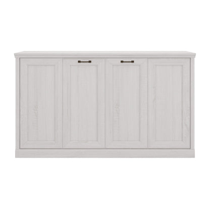 Twin Size Horizontal Murphy Bed in Rustic White