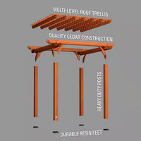 Cedar Pergola Shade Structure Built for Outdoor Patios, 10x10 Traditional Design, All Cedar Wood Construction