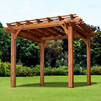 Cedar Pergola Shade Structure Built for Outdoor Patios, 10x10 Traditional Design, All Cedar Wood Construction