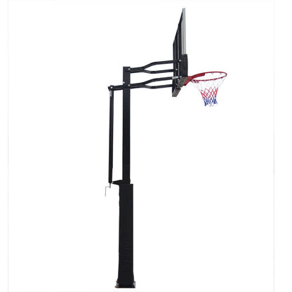 Outdoor Buried Hand-operated Height Adjustable Basketball Stand for Backyard Play